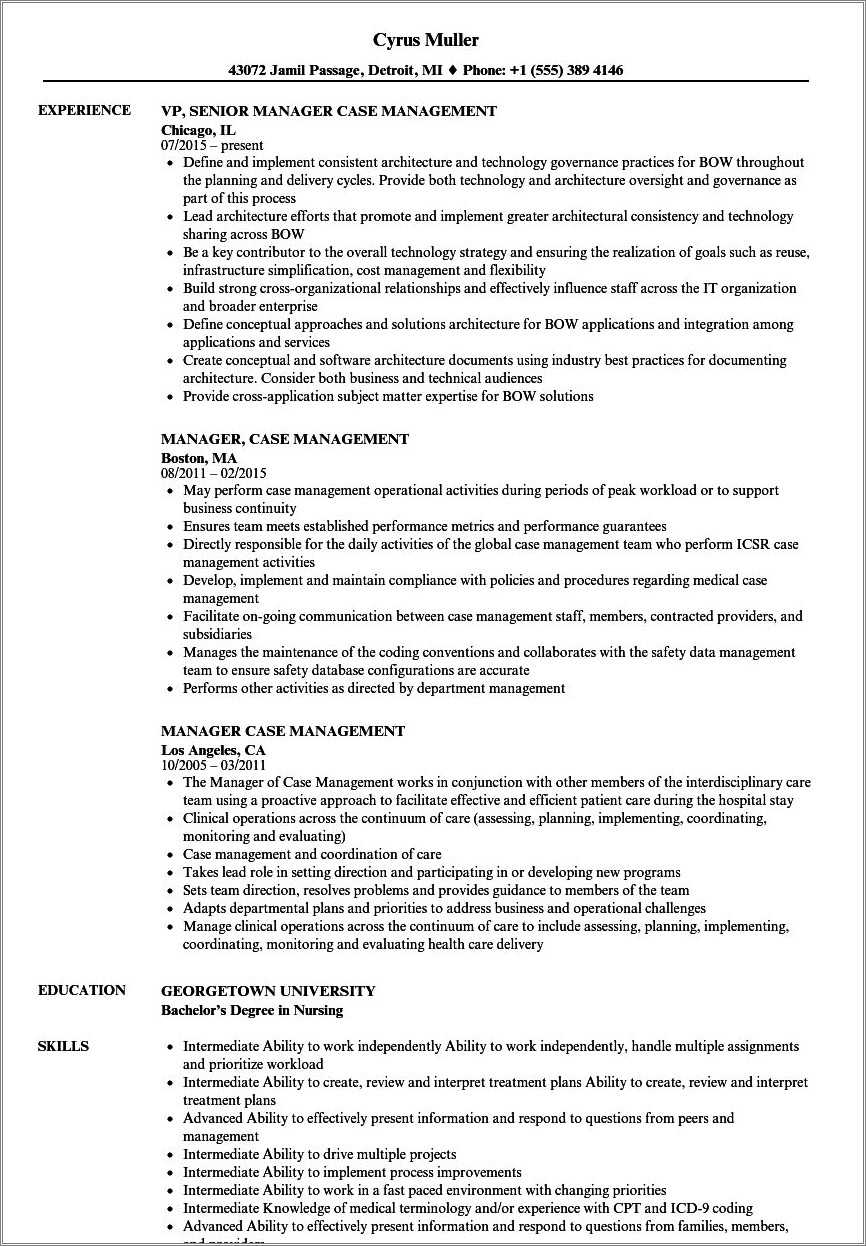 Objective For Case Manager Resume Resume Example Gallery