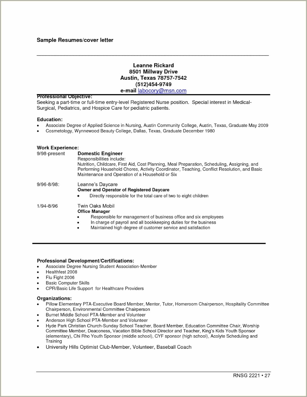 objective for community service resume