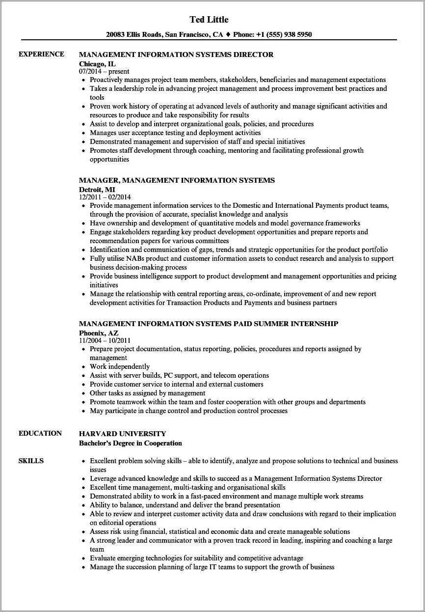 Objective For Resume Information Systems