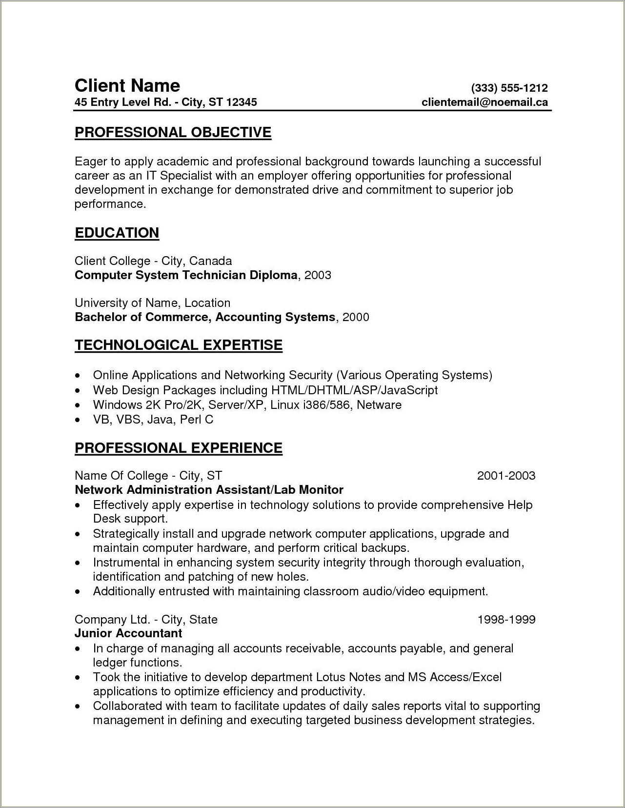 Objective Statement Resume Helpdesk It