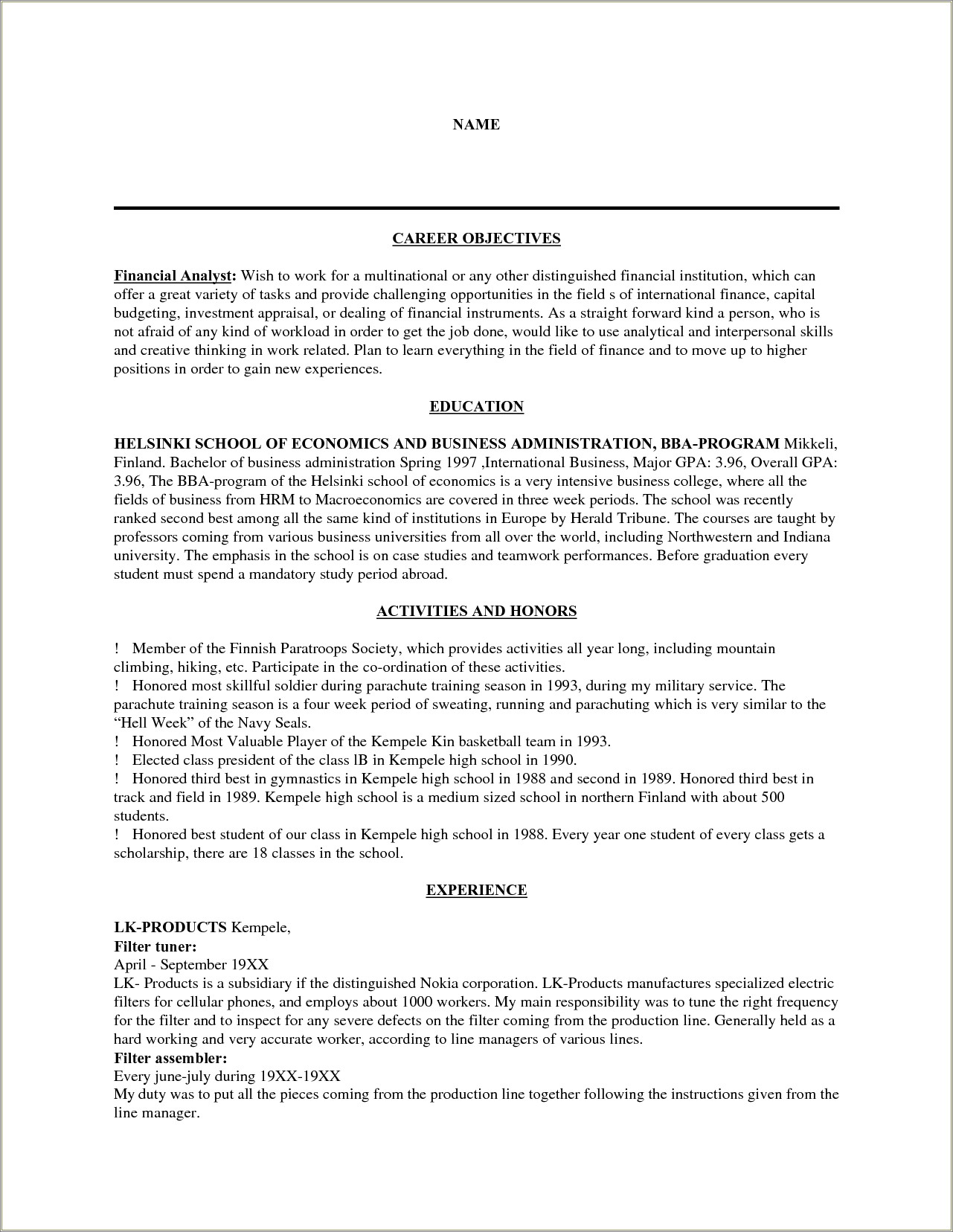 Objective To Define In Resume