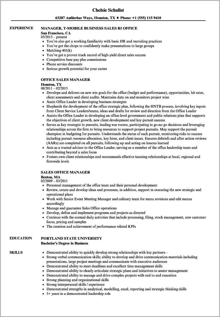 Furniture Sales Manager Resume Sample Resume Example Gallery