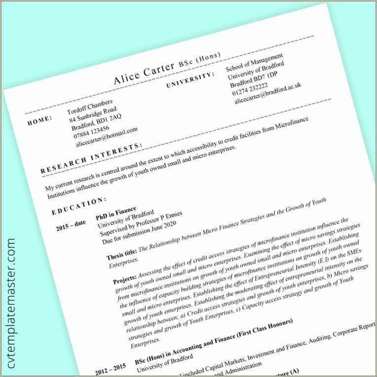 One Page Resume Template Graduate - One Page Resume Template Graduate Student