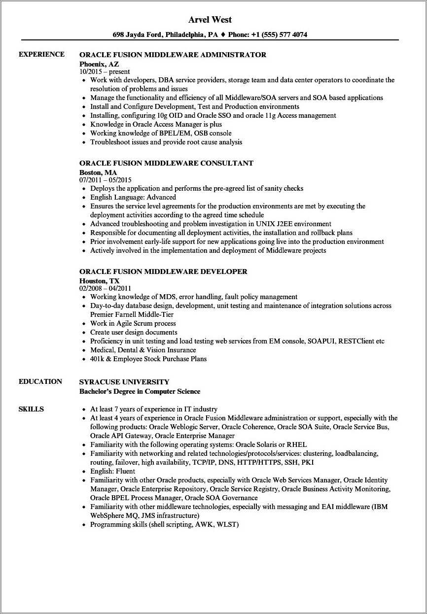Oracle Master Data Management Cloud Resume Resume Example Gallery