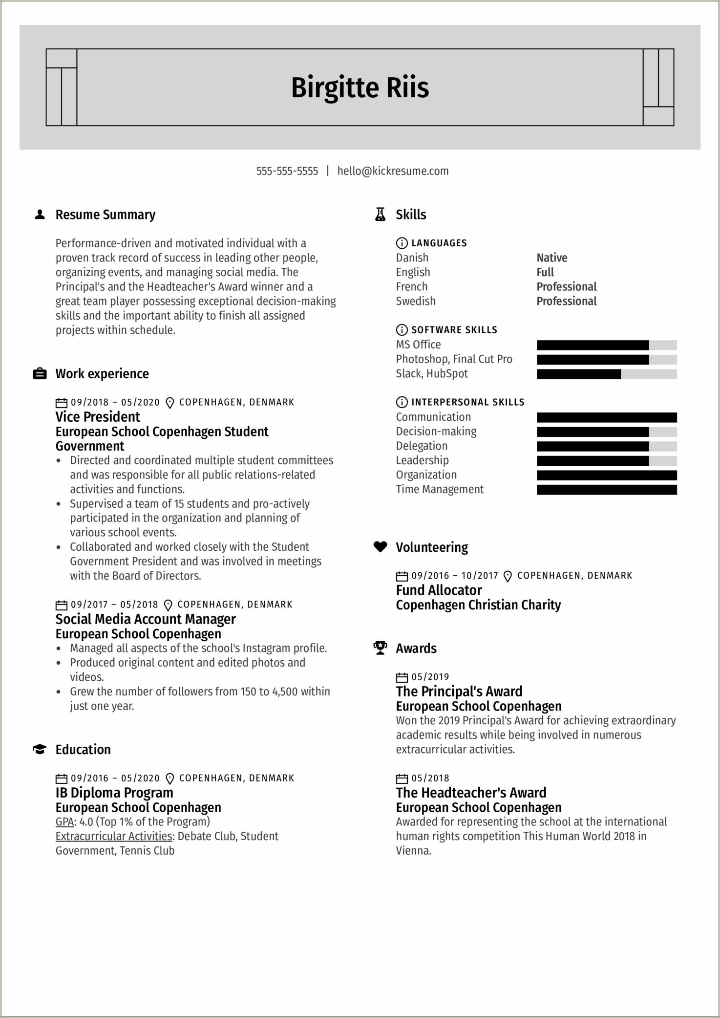 Organized An Event College Resume Description