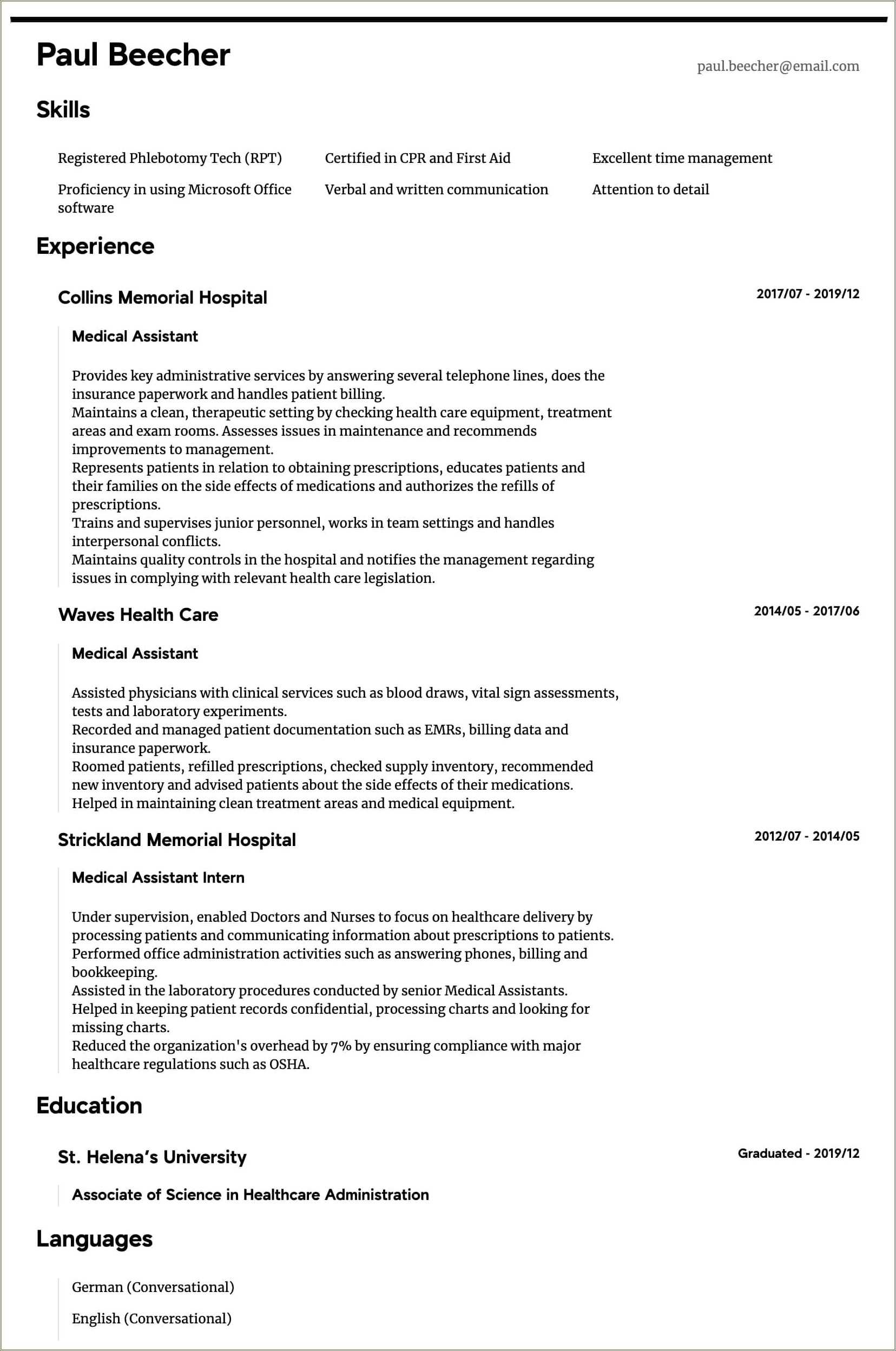Personal Care Attendant Resume Sample Resume Example Gallery