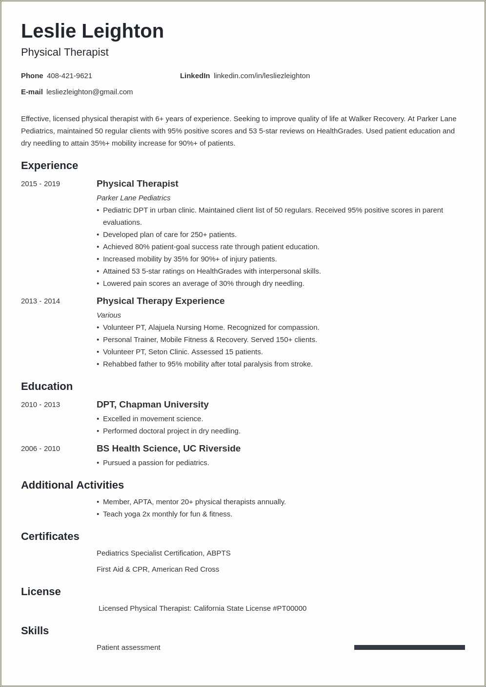 Physical Therapy Assistant Objective Resume