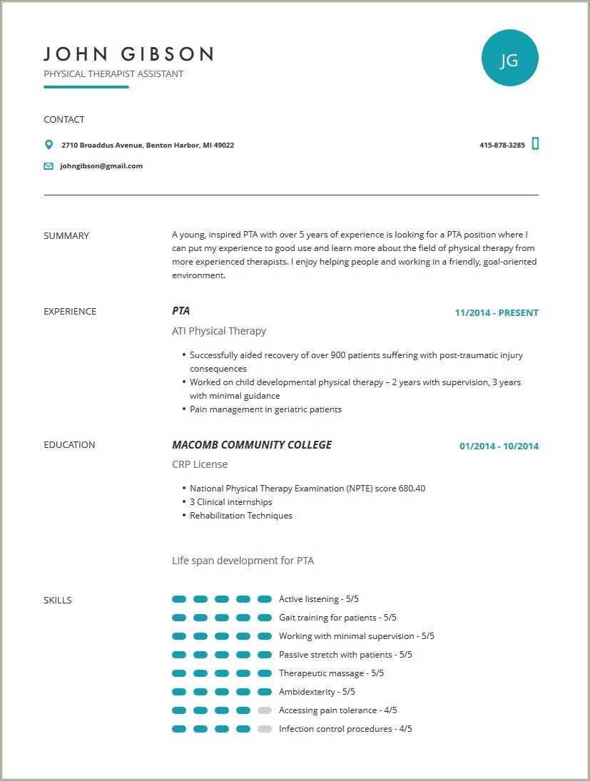 Physical Therapy Job Description Resume