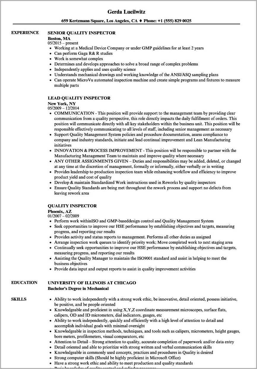 Pipeline Coating Inspector Resume Examples - Resume Example Gallery