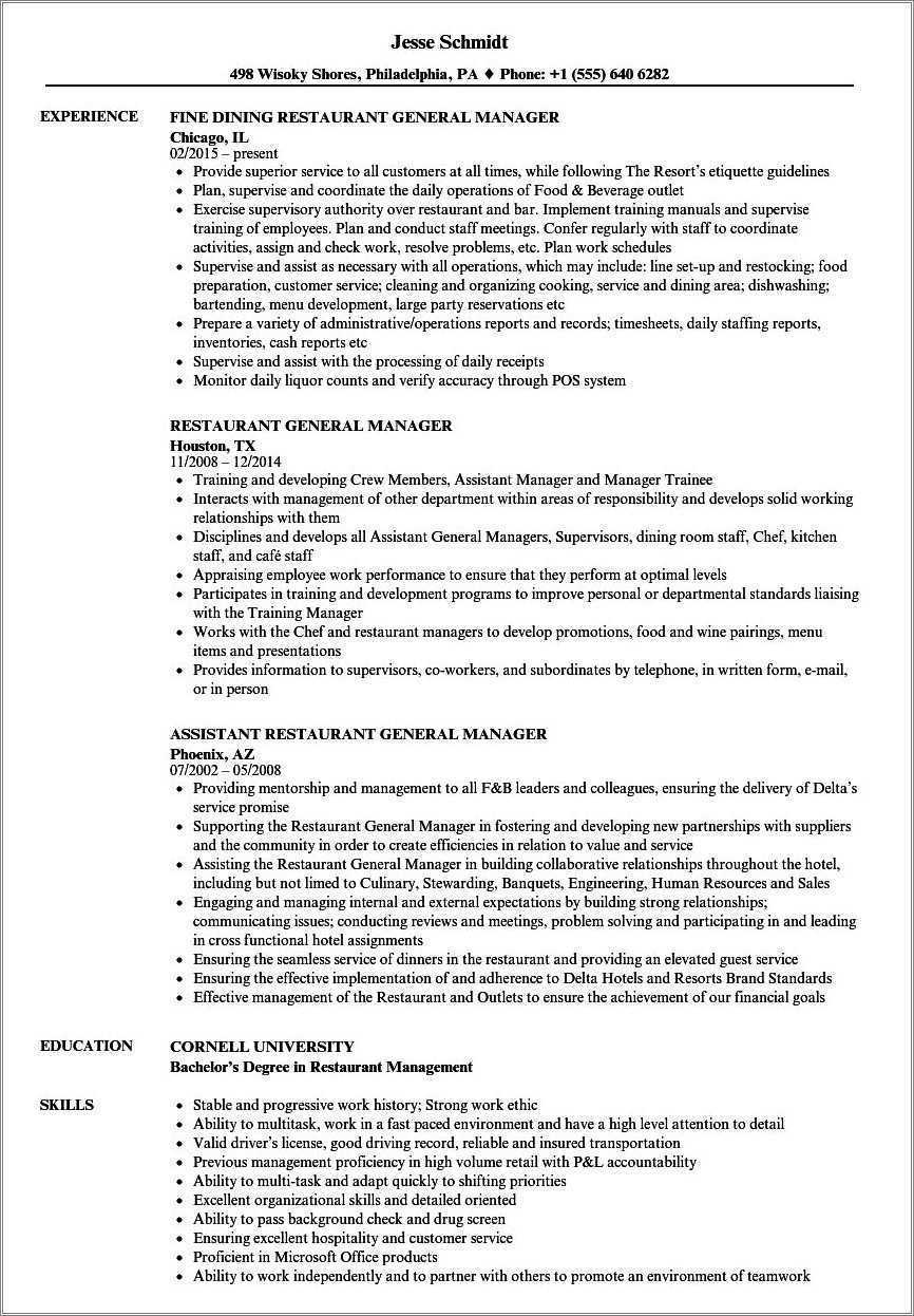 service manager chipotle resume
