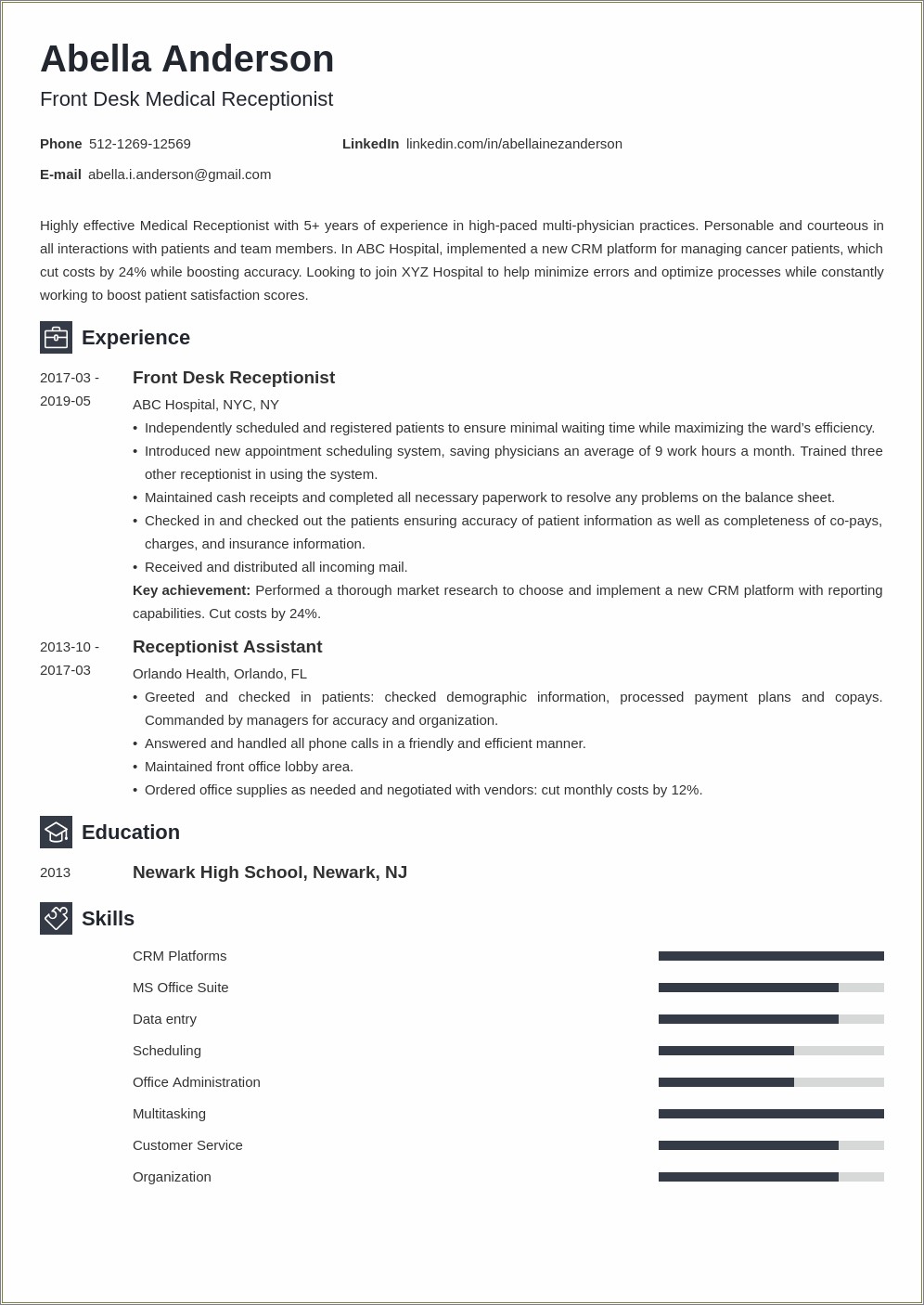 Plastic Surgeon Receptionist Resume Examples Resume Example Gallery