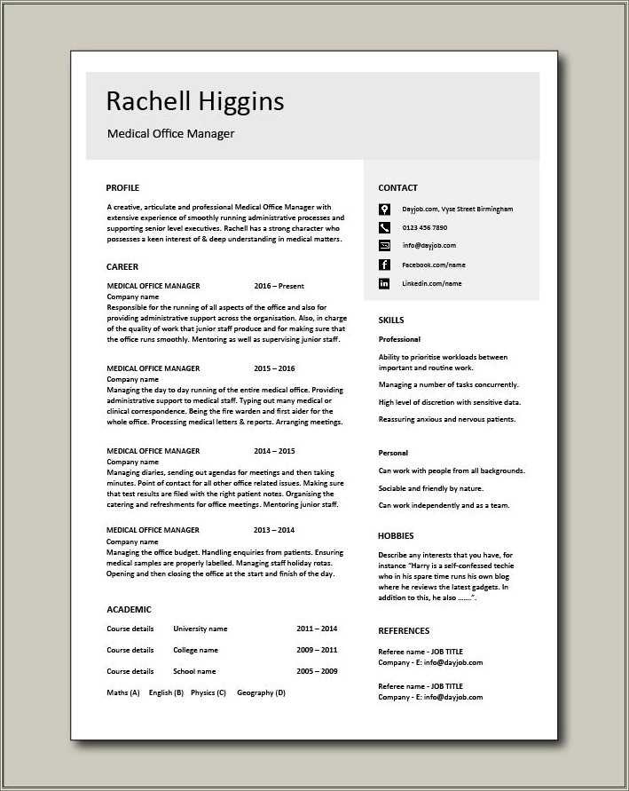 Plastic Surgery Office Manager Resume Resume Example Gallery