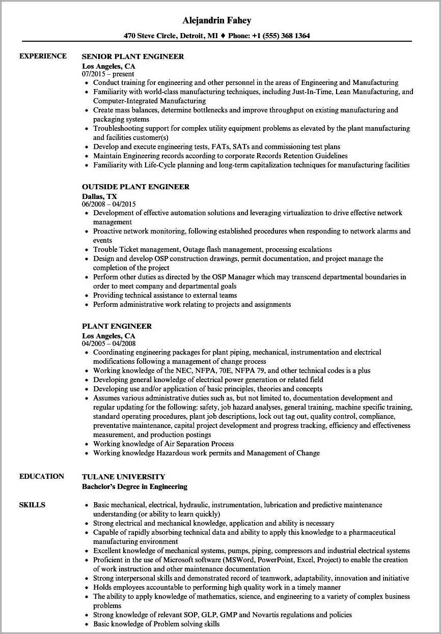 Power System Engineer Resume Sample Resume Example Gallery