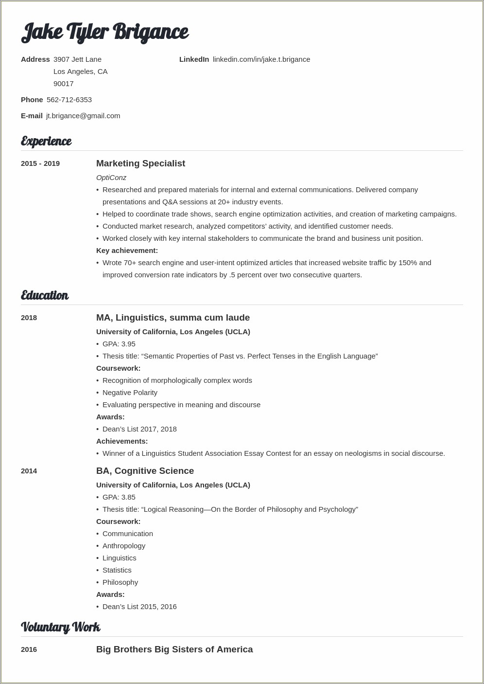 Practice Job Resume For Students