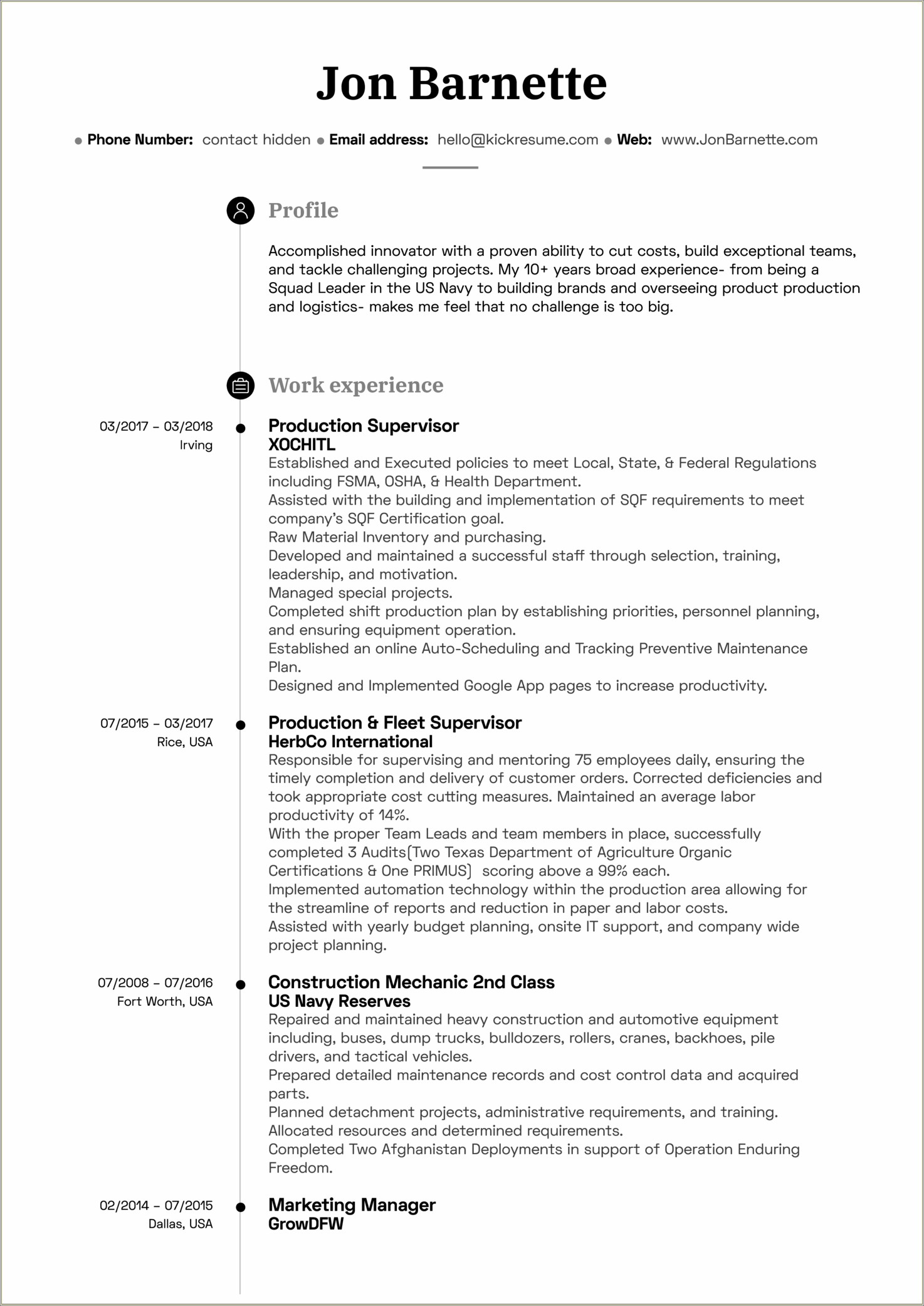 Production Manager Job Responsibilities Resume