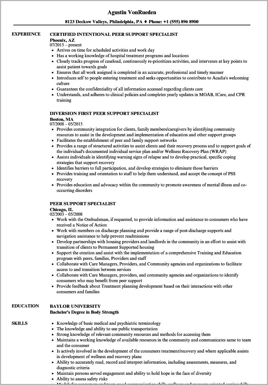 mission support specialist resume
