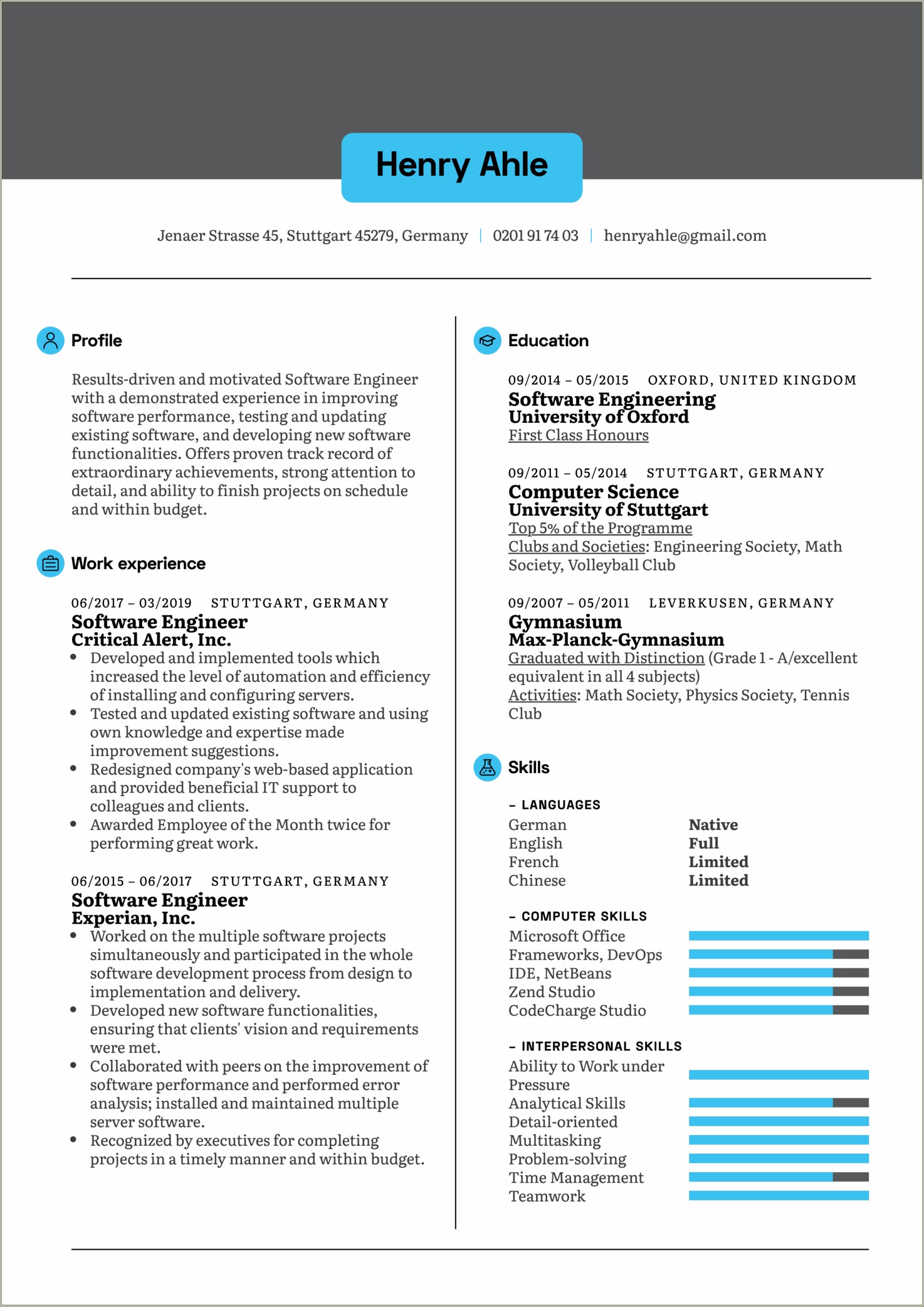 how to write a resume with project details