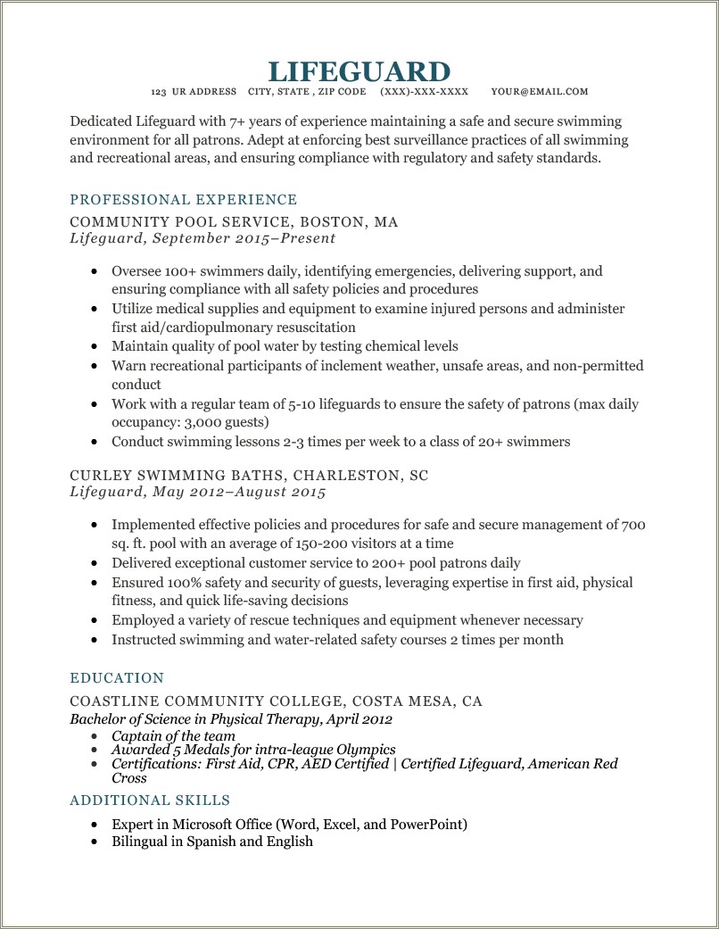 Resume Skills For Captain Of A Team Resume Example Gallery