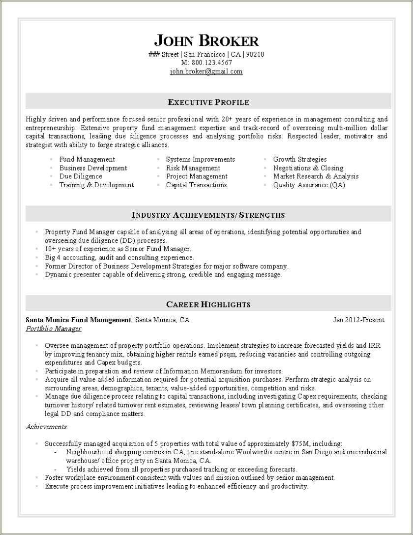 Real Estate Portfolio Manager Resume - Real Estate Portfolio Manager Resume Sample 