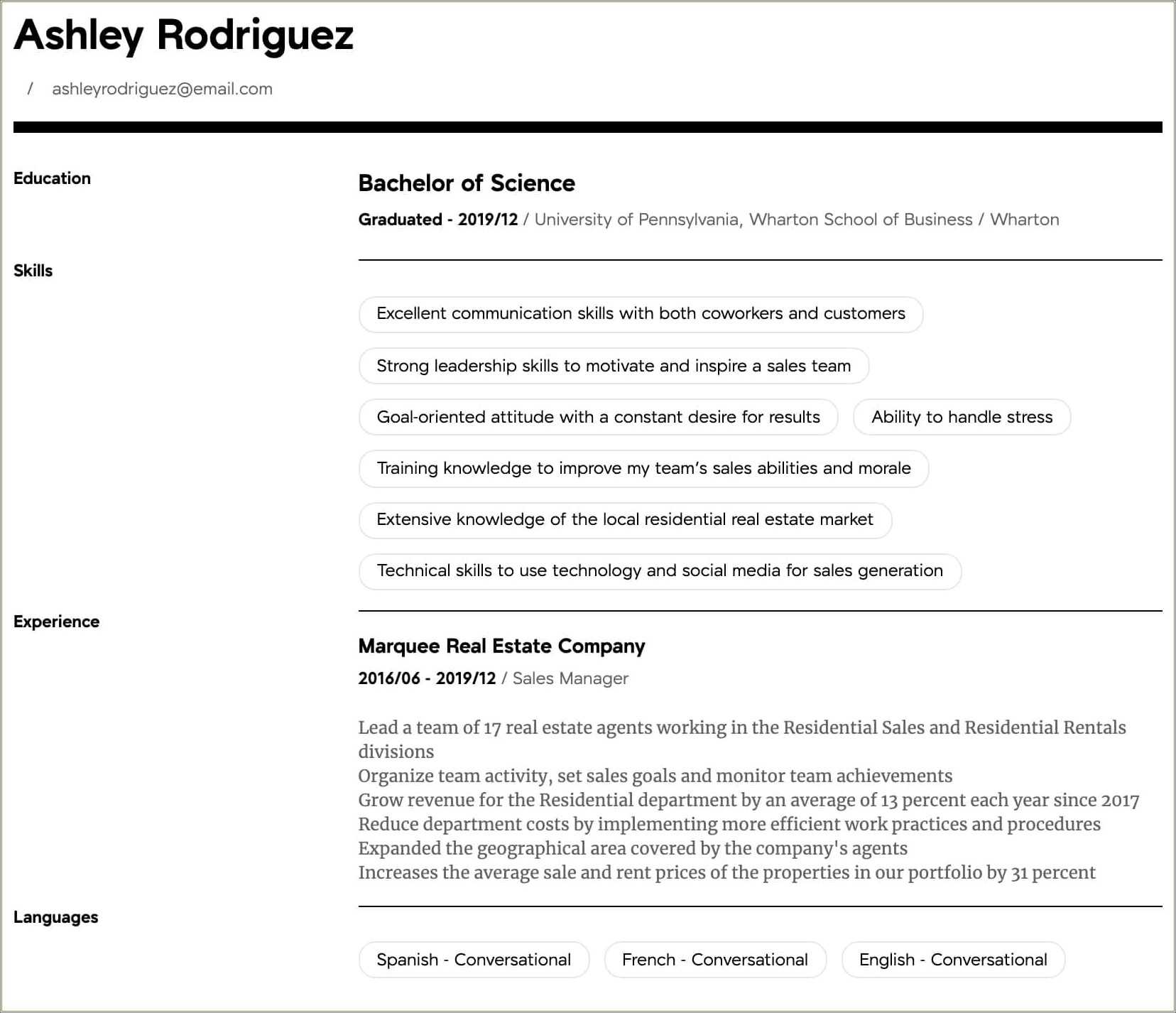 Real Estate Sales Manager Resume - Resume Example Gallery 