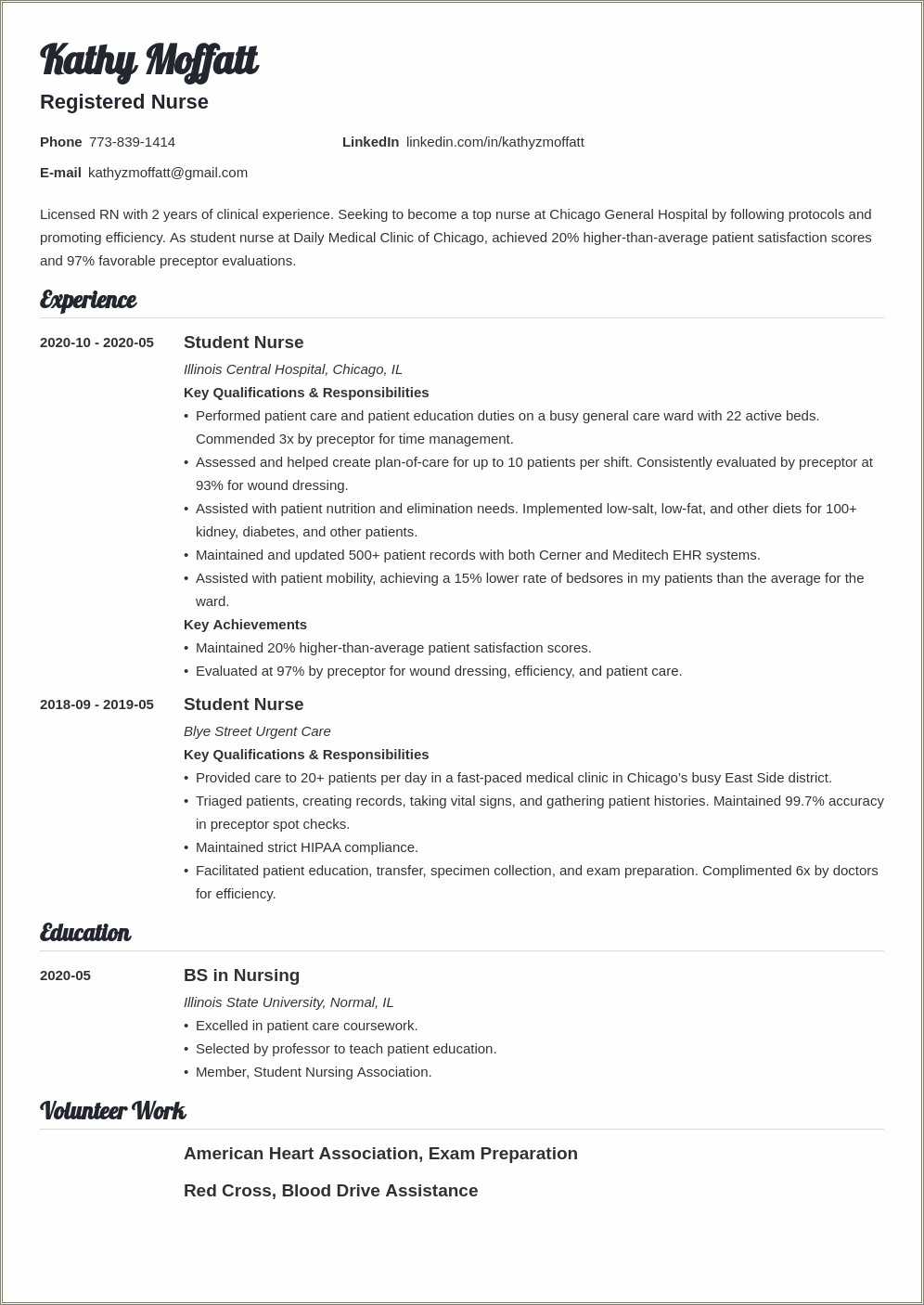Registered Nurse Resume 20 Year Experience