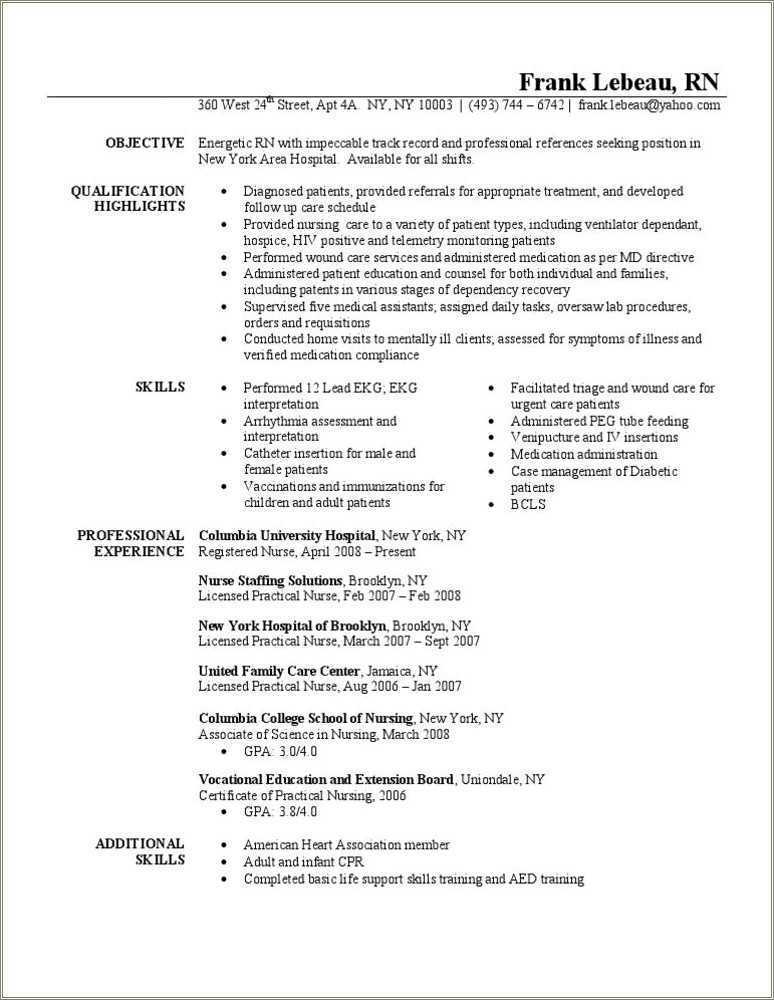 Registered Nurse Resumes Job Seeking