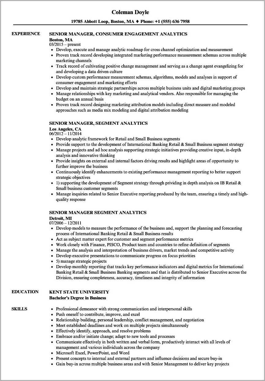 Reporting And Analytics Manager Sample Resume