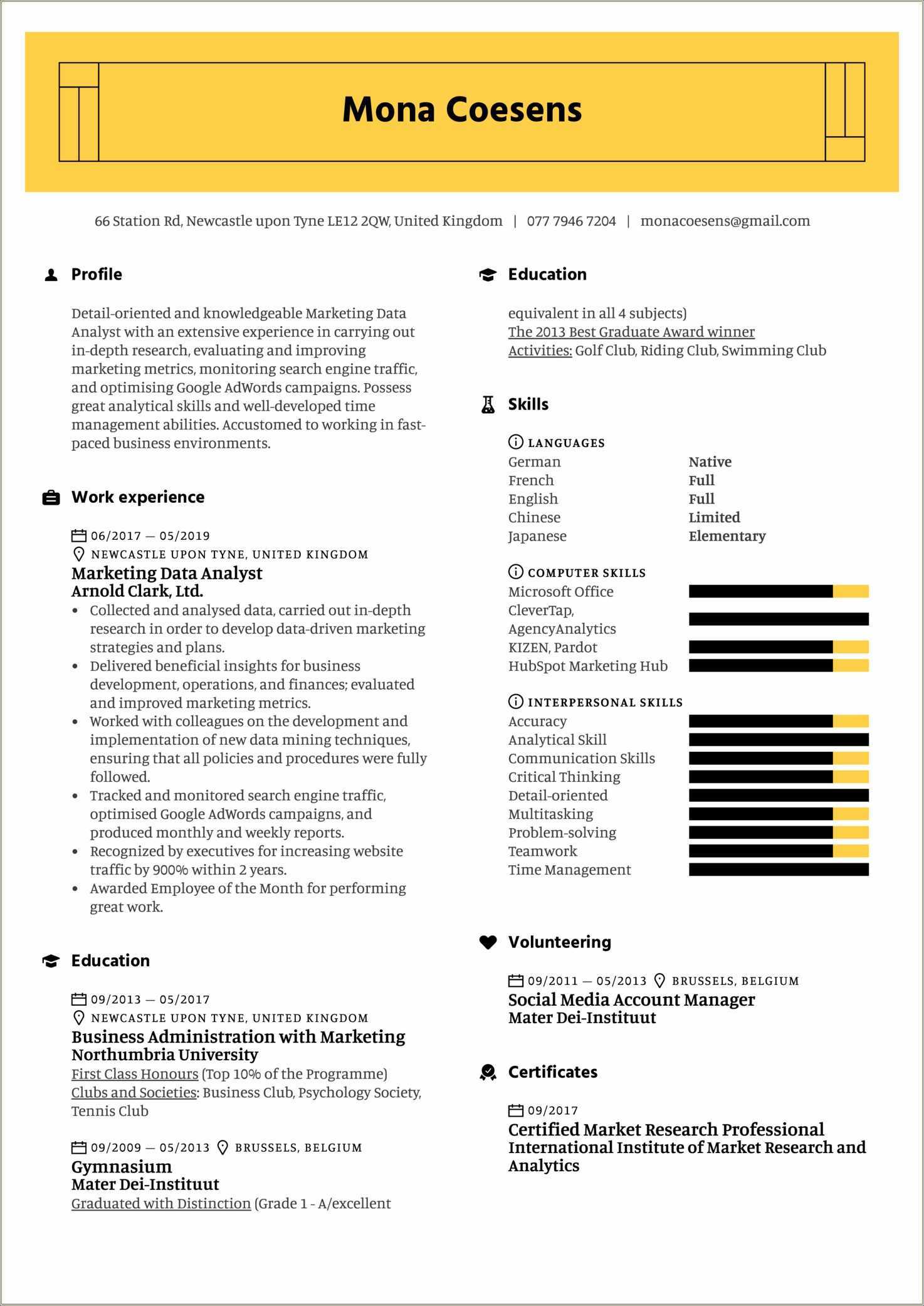 Research And Analytical Skills Resume