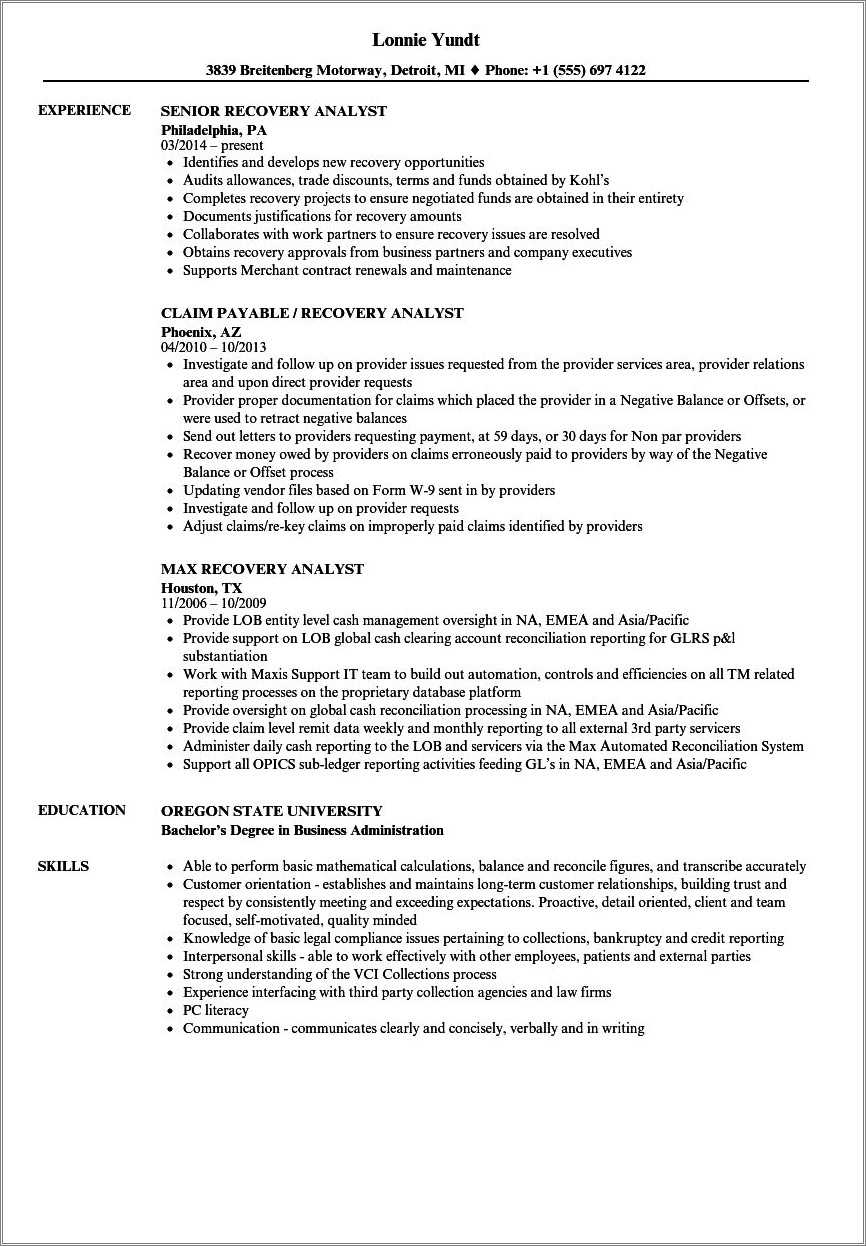 Responsibilities Working At Kohl's For Resume Resume Example Gallery