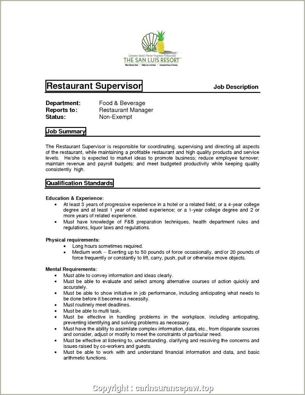 resume-summary-applying-assistant-manager-restaurant-resume-example