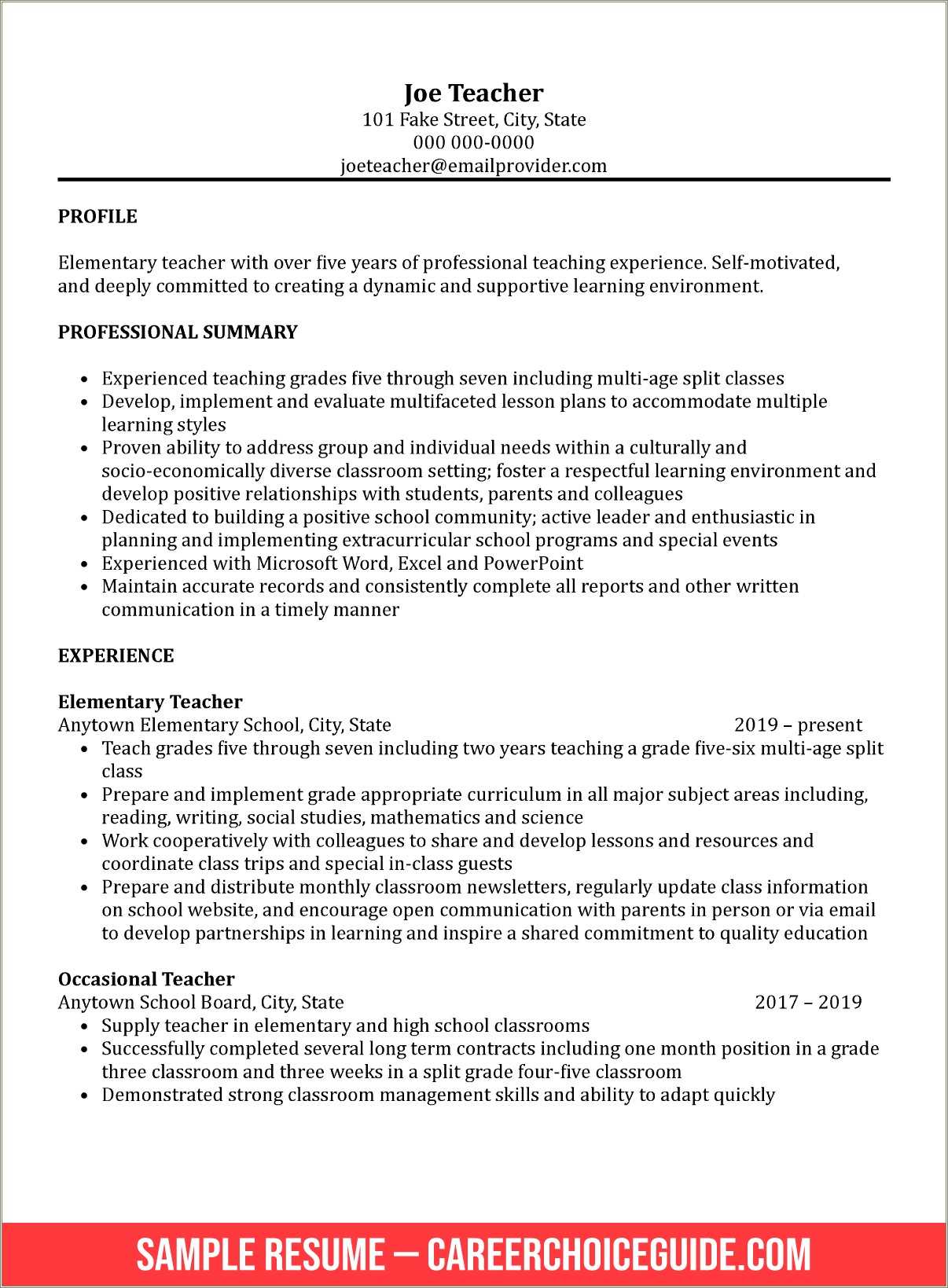 Resume 101 For High School Students