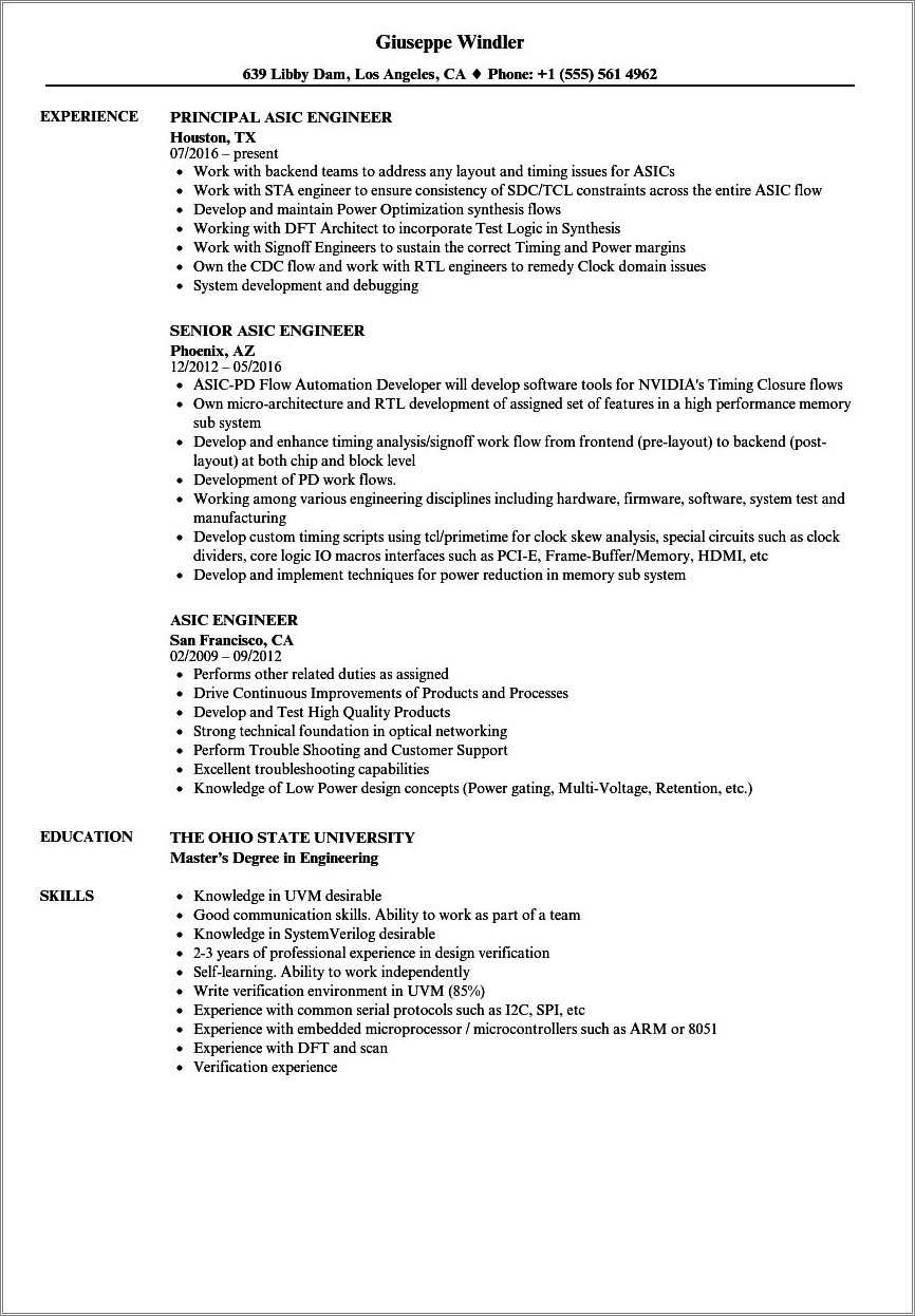 Resume 2 Years Experience Engineer