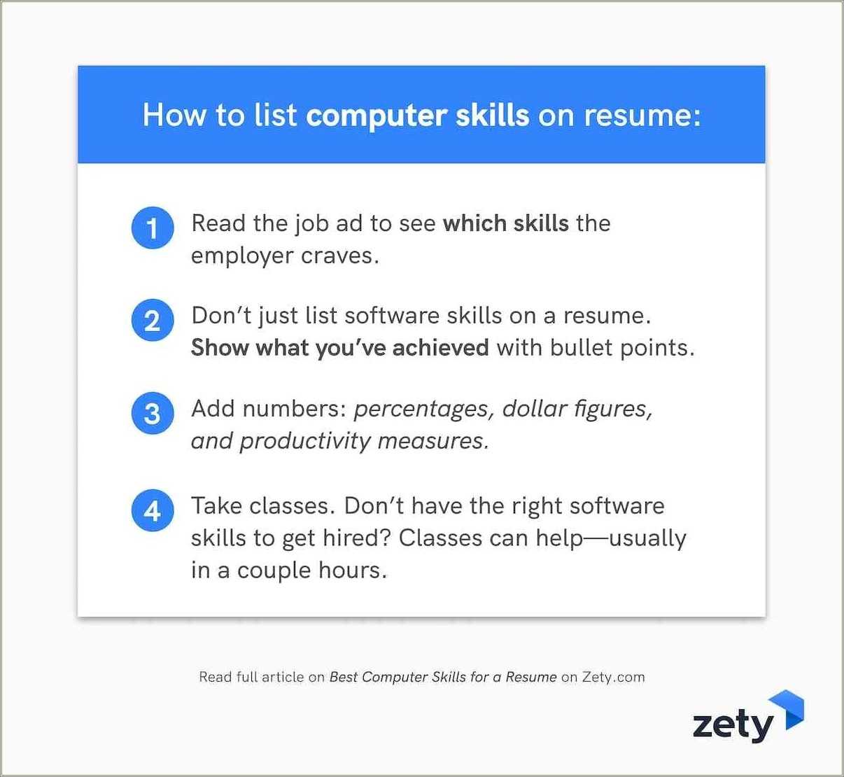 Resume Computer Skills Examples List