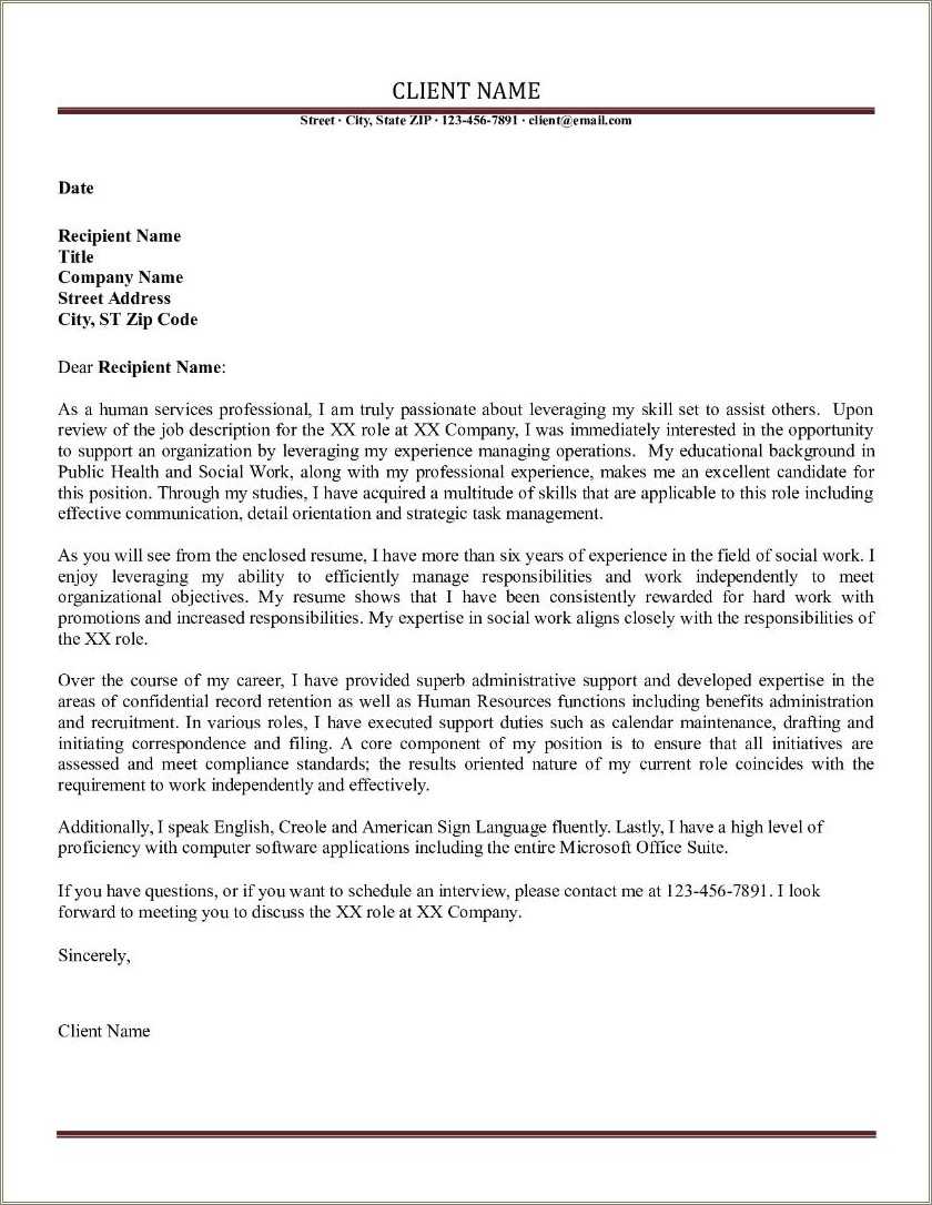 Social Worker Resume Cover Letter - Resume Cover Letter Examples Social Work 