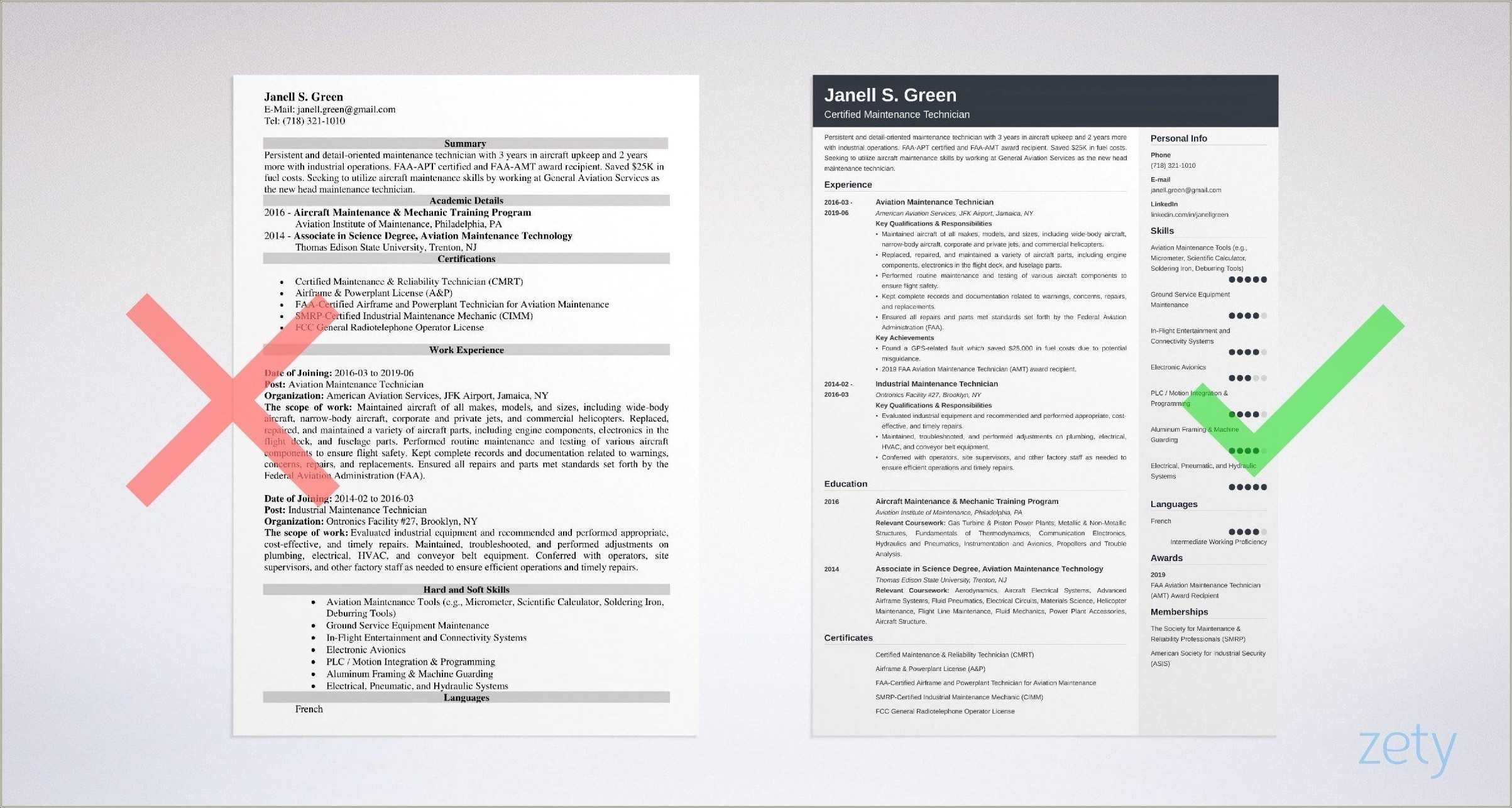 Resume Example For Maintenance Mechanic