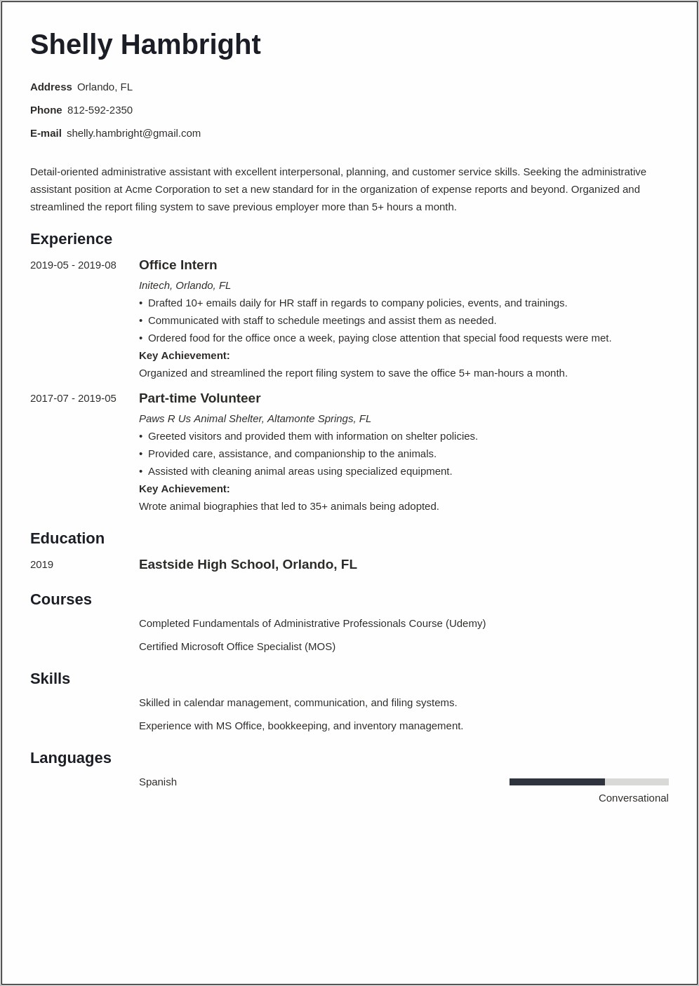 Resume examples administrative assistant objective resume example gallery