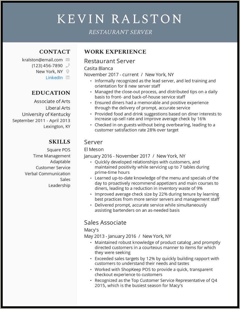 Resume Examples For Fast Food Jobs