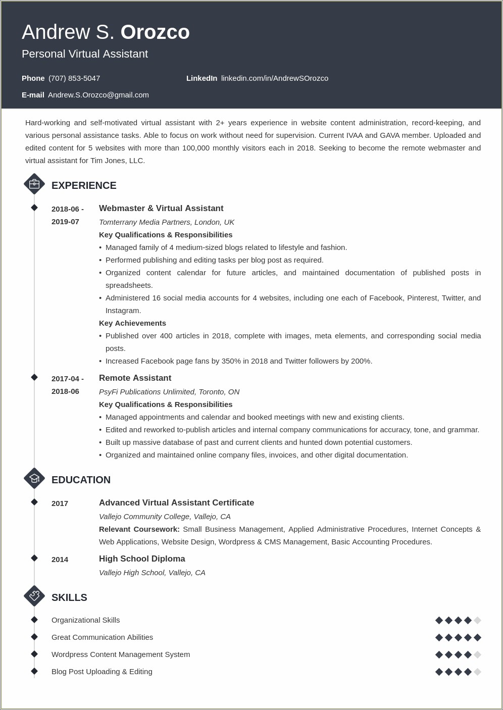 Resume Examples For Problem Solvers From Amazon Resume Example Gallery