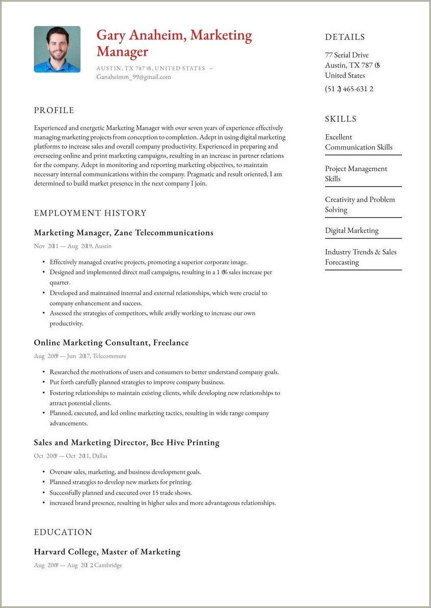 harvard business review resume template