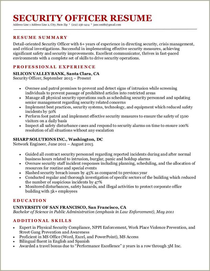 Resume Examples Of Security Guard - Resume Examples Of Security Guard Jobs