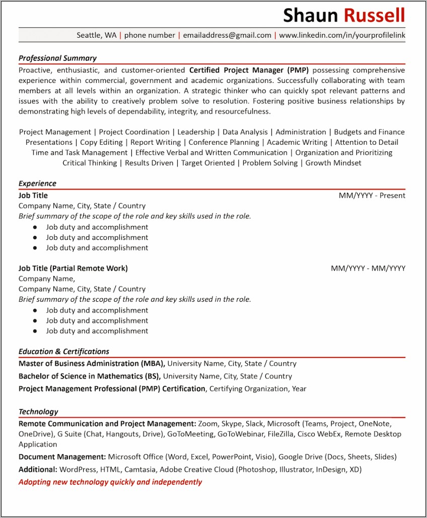 problem solving examples for resume