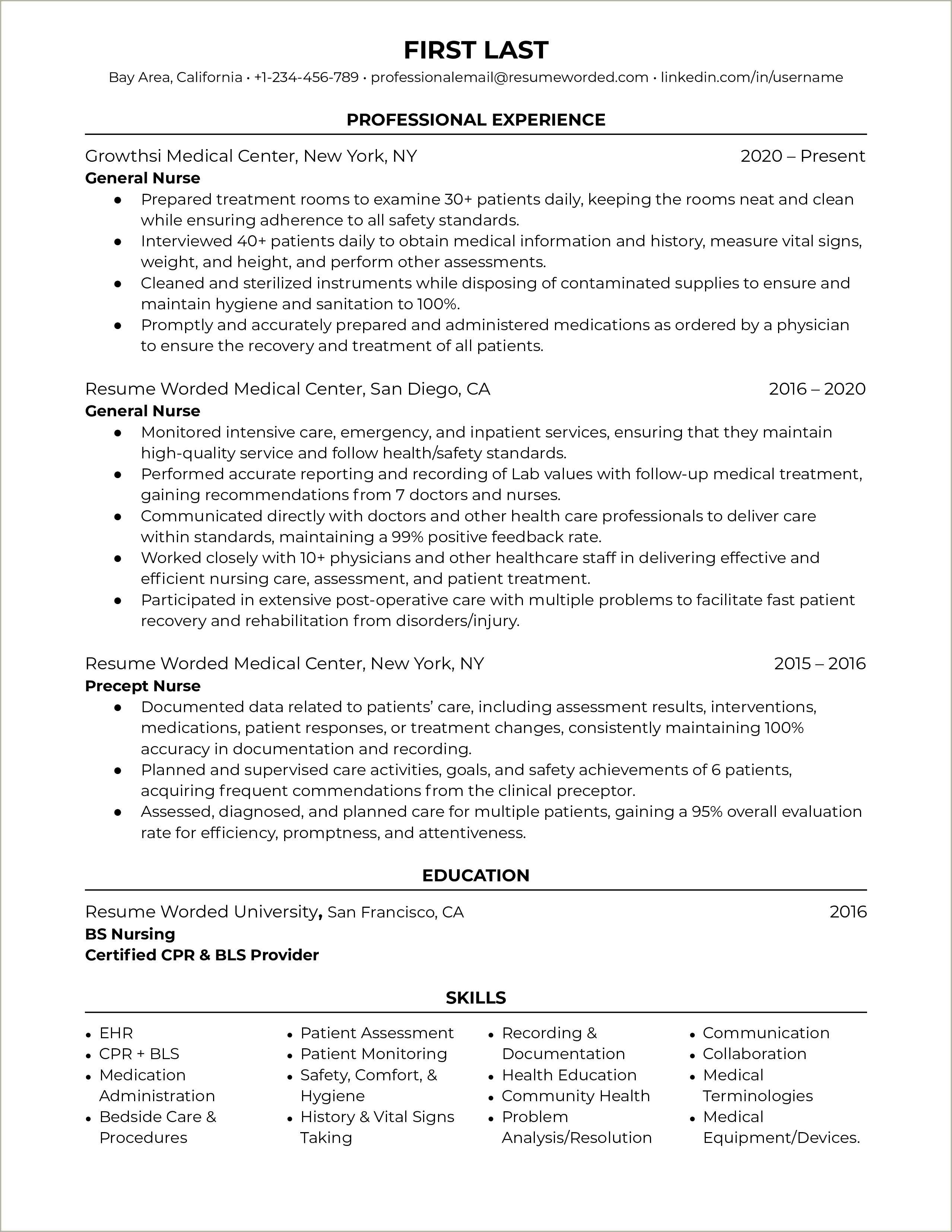 nursing resume professional summary