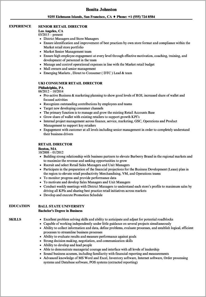 Retail Resume Examples No Experience - Resume Experience Example For Retail 