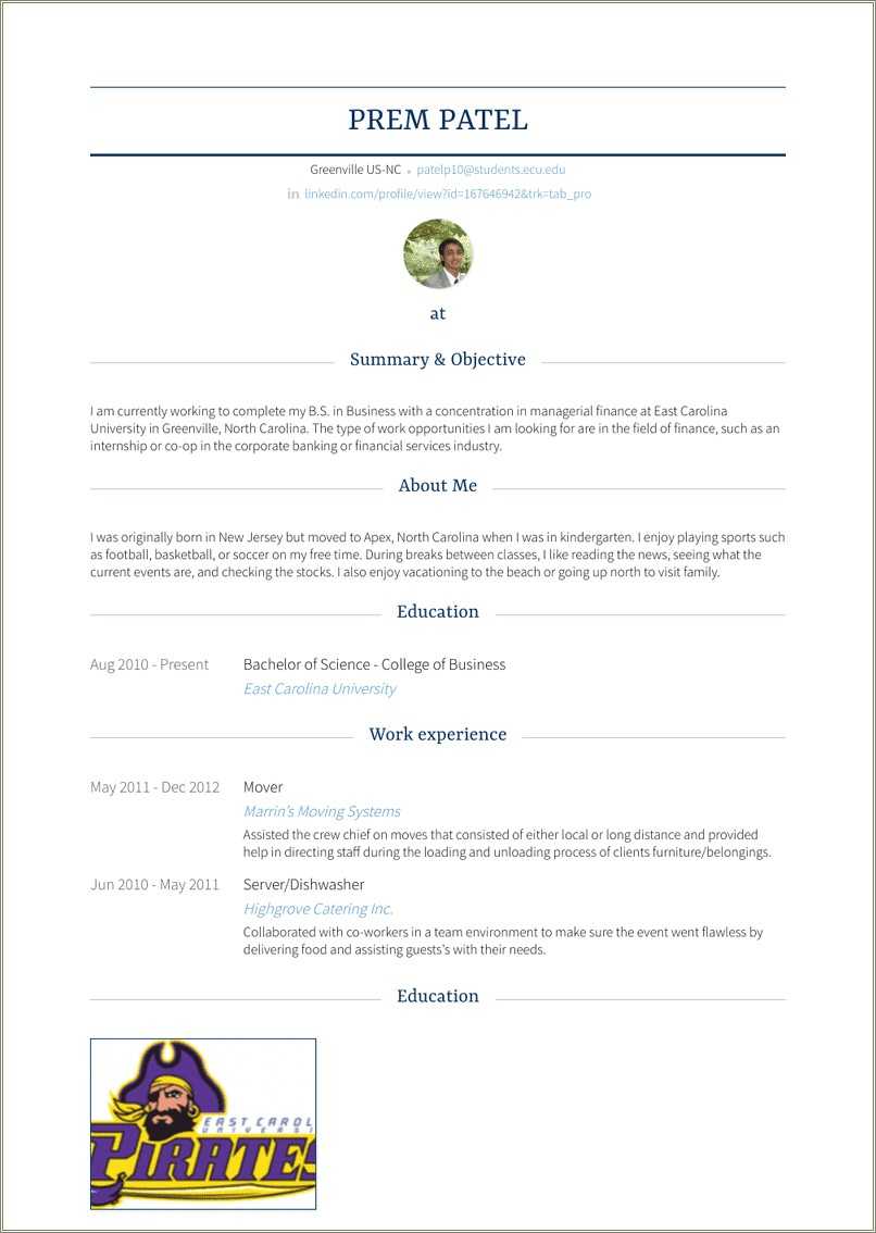 Resume Experience Examples For Mover