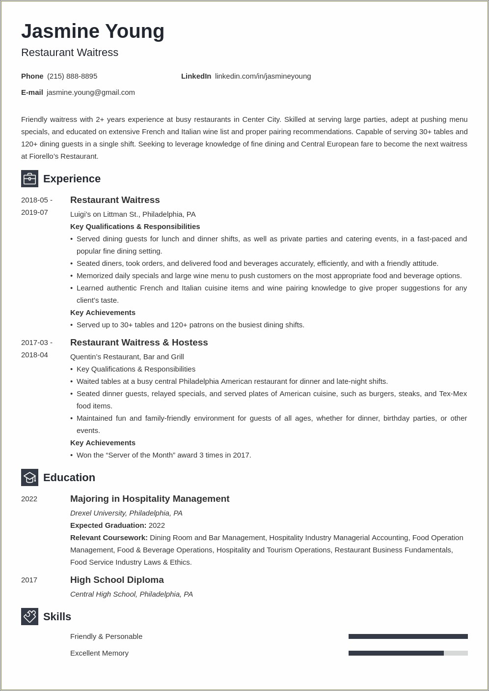 Resume For Fast Food Job No Experience