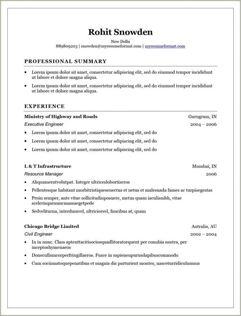 Resume Free Template Download Word
