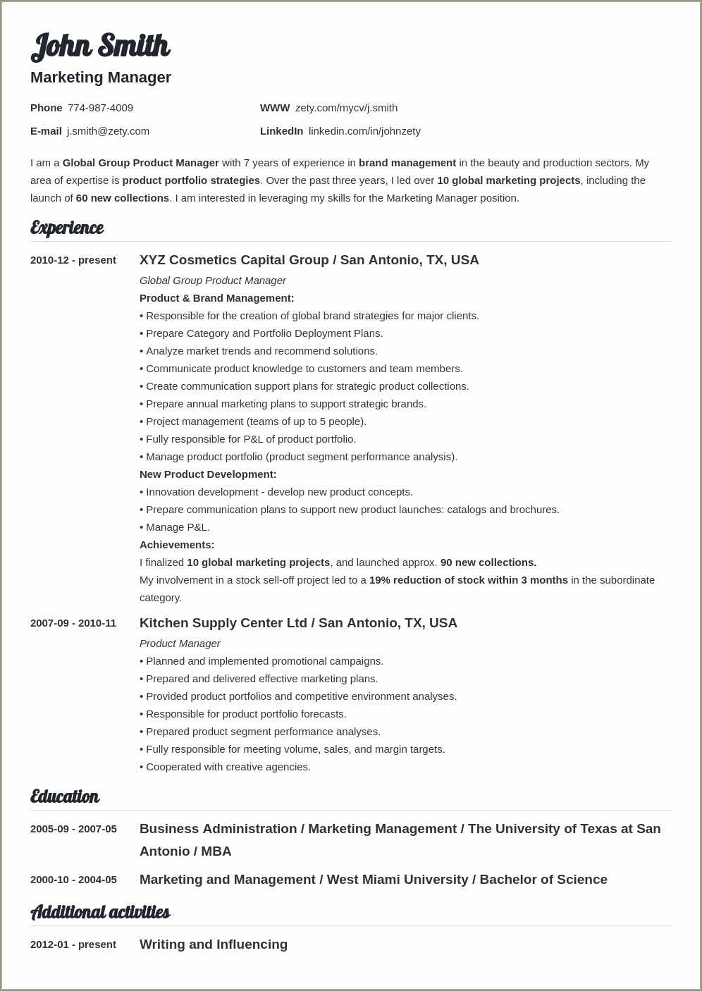 Resume High School Education Example