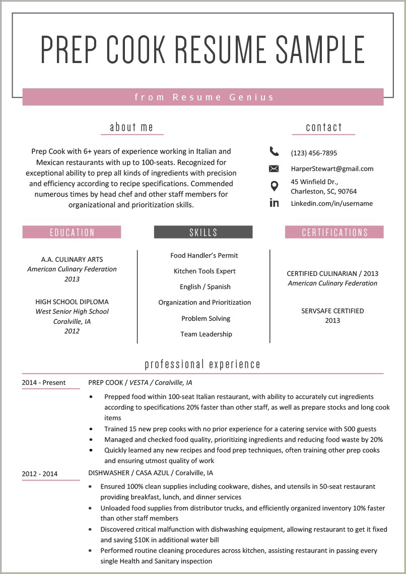 Resume Objective Fast Food Restaurant