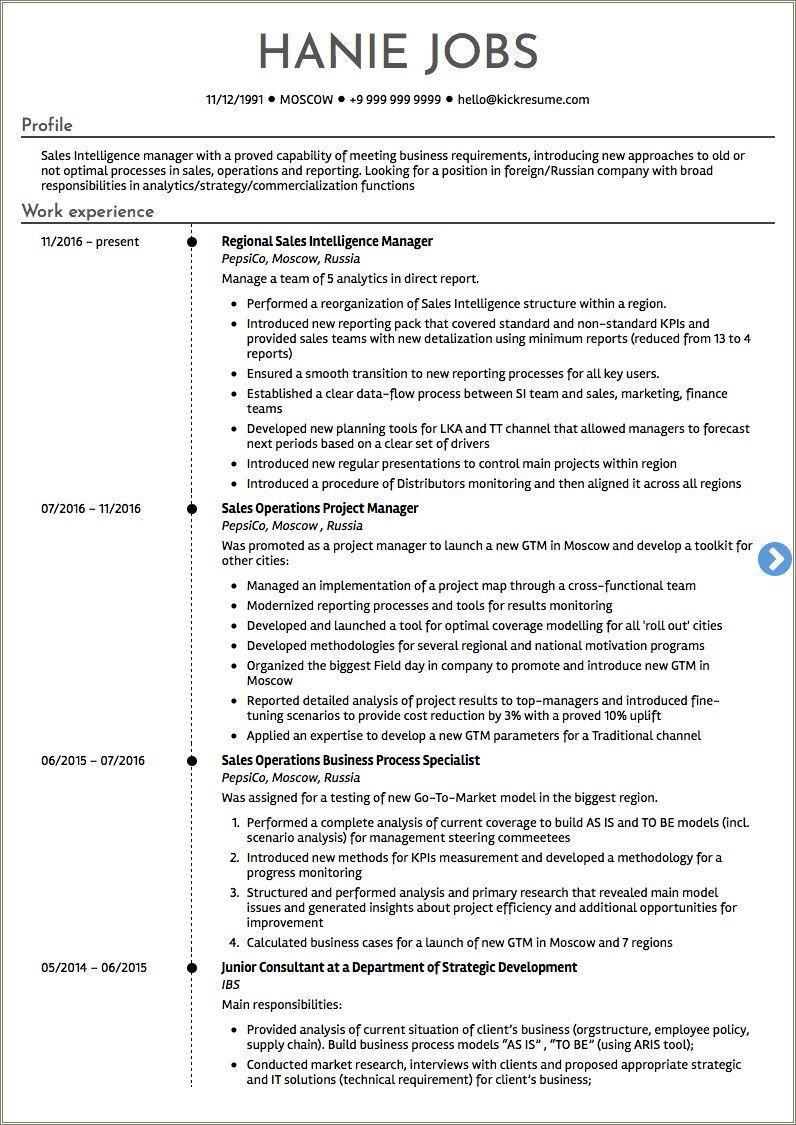 sales job personal statement