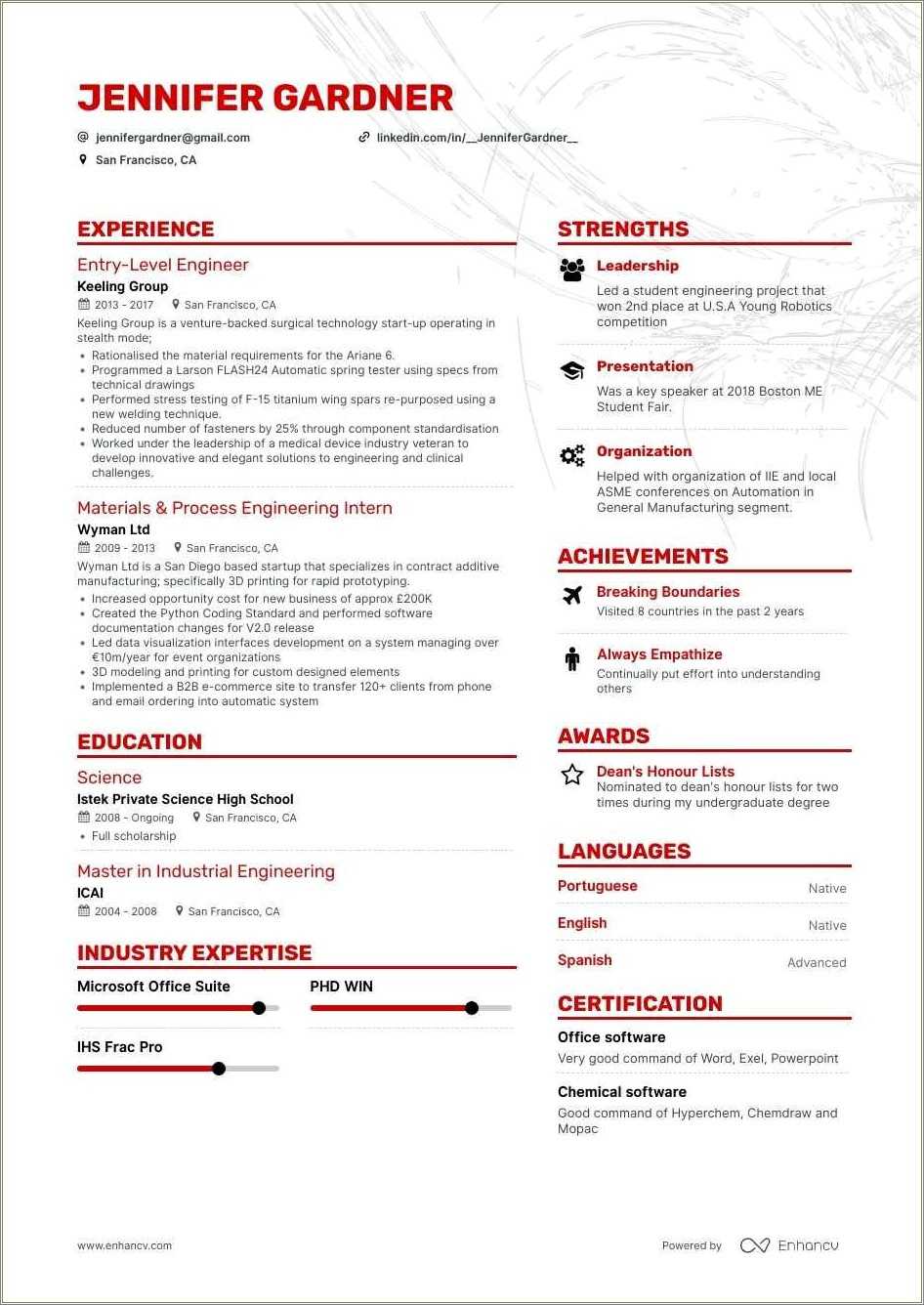 resume profile summary example